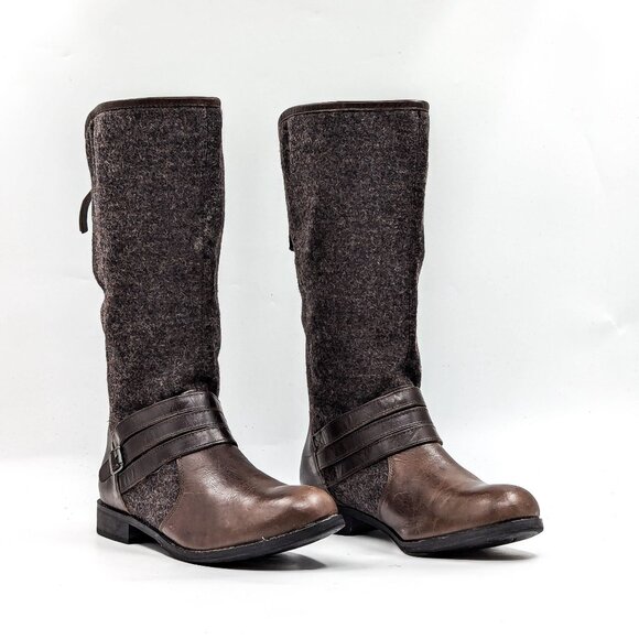 CAT Women Sabrina Felt Brown Leather Winter Work Tall Boots Size 7.5 - Picture 1 of 10